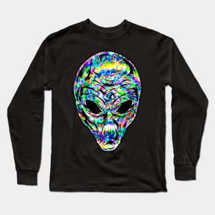 Alien Head Tie Dye Outer Space Aesthetic Retro Long Sleeve T-Shirt